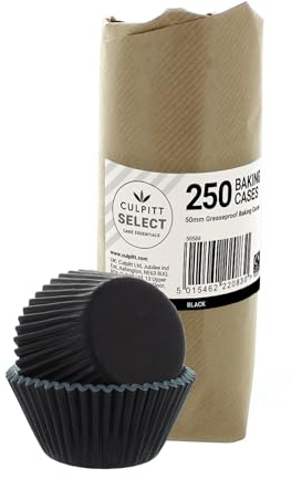 Culpitt Select Black Baking Cases, Greaseproof Paper Baking Cups, 50mm Cupcake Cases - Extra Large Pack of 250