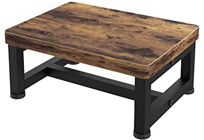 Wooden Step Stools for Adults Kids with Non-Slip Rubber Feet, Heavy Duty Stepping Stools with 500-LBS Capacity for Bedroom Kitchen Bathroom, Bed Steps for High Beds, Easy to Assemble, Rustic Brown