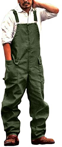 Tomwell Herren Denim Latzhose Overalls Jeanshose Männer Cargo Jeans Retro Jumpsuit Arbeitshose Arbeitslatzhosen Loose Fit Latzanzug Jumpsuit A Grün L