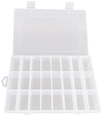 1 piece of plastic jewelry storage box, 24-cell transparent storage box, desktop storage box, adjustable partition earring storage container, storage organizer with lid, used to store rings and beads