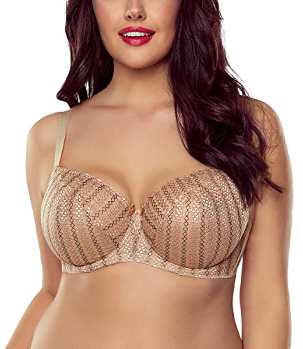 VIVISENCE Dame Soft BH Stickerei Träger Schalen Klassisch Alltag 1053, Gold,95D