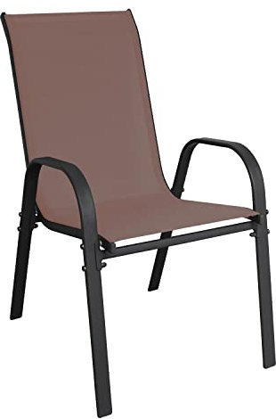 INDA-Exclusiv Stapelsessel Gartenstuhl Gartensessel stapelbar mit Textilenbespannung Balkonmöbel Gartenmöbel Terrassenmöbel Farbe Anthrazit - Braun, Mengen:1 Stück
