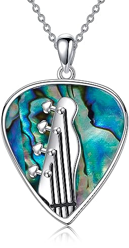 CUPENDA Gitarre Pick Halskette Sterling Silber Musik Gitarre Headstock Anhänger Halskette Musik Schmuck Geschenke für Frauen