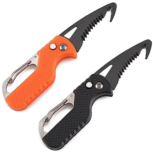 Cisixin 2 Pezzi Coltello Portachiavi,Coltellino Tascabile Piccolo,Portachiavi Coltello Pieghevole Multiuso per Caccia all'aperto,Campeggio,Pesca,Escursionismo per Uomini e Donne