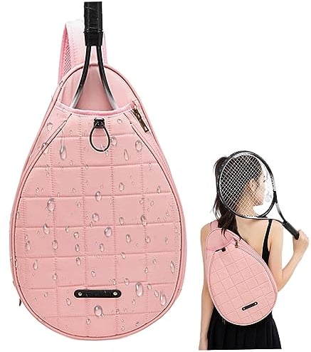 Gcroet 1pc Tennis Schlägerbeutel Crossbody Pickleball Bag Wasser resistent gepolstert Badminton Bag Brust Schultertasche für Männer Frauen, die Paketpaddel tragen, Badminton Racquet Pink