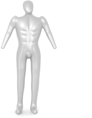 CARMOTTER Männliche Aufblasbare Ganzkörper-Mannequin, Aufblasbare Schaufensterpuppe, PVC, Silber, Für Männerbekleidung, Erwachsene Männer, Modegeschäfte, Designer