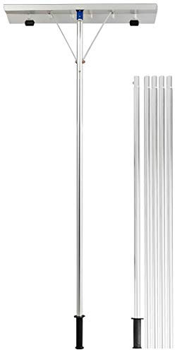 GOPLUS Schneeschieber Dach, Einstellbereich 160-610cm, Schneeschaufel Aluminium leicht mit Teleskopstiel, Dachräumer mit großer Klinge, TPR-Griff & Rollen für Schnee, Blätter & Schmutz