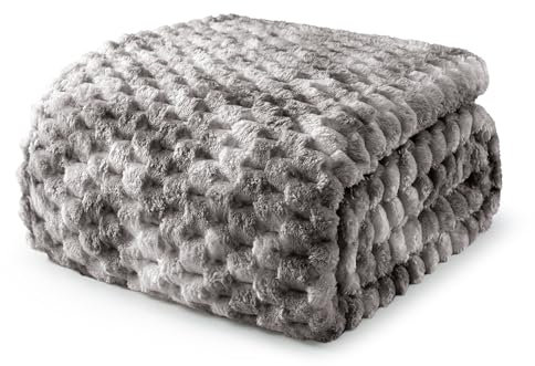 Exclusivo Mezcla Kuscheldecke Fleece Decke, Flauschige Sofadecke 150 x 200 cm, Jacquard-Überwurfdecke Wohndecke Tagesdecke, Warm und Leicht für Ganzjahreszeit, Grau