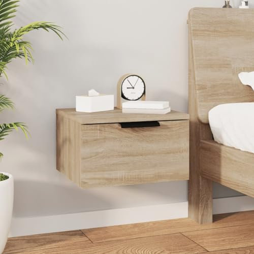 FENLAX Wand-Nachttisch aus Holzwerkstoff 34x30x20 cm Sonoma-Eiche Nachttisch Hängend Holz Nachtkommode Nachtschrank Hängend Modern Bedside Table Schlafzimmer Möbel