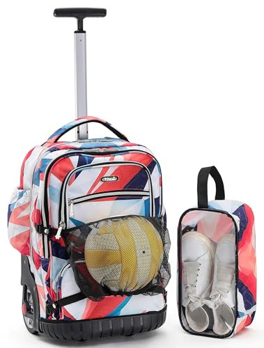NEW TILAMI Rollrucksack für Teenager, Basketball, Volleyball, Rucksack mit Sneakers, Tasche für Schule, Reisen, Uni, Glitzer, 48,3 cm
