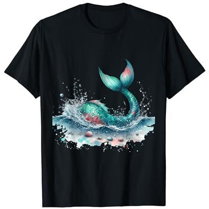 Meerjungfrau Ocean Splash Regenbogen Schwanz Meer Meerjungfrauen Flosse T-Shirt