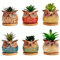 Set 6 Pezzi Vasi In Ceramica Fiori Piante Grasse Gufi Con Sotto Vaso In Bambù Foro Centrale Cactus Decorazione Interno Esterno Casa Vasetto Con Foro Scarico Fioriera Contenitore - 3Civette