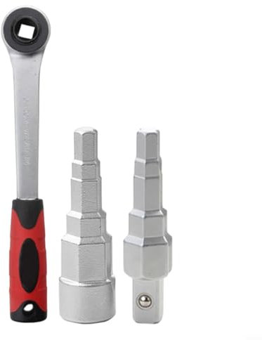 EXTRWORY Carbon Steel Ratchet Wrench for Radiator Valves, Nipple Step Wrench, 1021 mm Step Radiator Wrench and Ratchet Handle for 1/2 Inch Ratchet Handle (A)