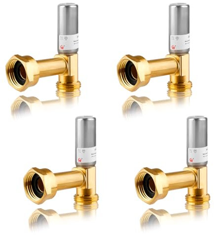 CONSKIT 4 Pcs SS Water Hammer Arrester Angle 3/4 MHT x 3/4 Swivel Hose(Stainless Steel Arrestor)