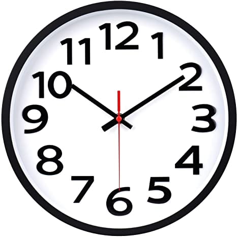 Crosstime 30cm Wanduhr Ohne Tickgeräusche,3D Ziffern Lautlos Modern Wanduhren,Leicht zu Lesen Deko für Küche Büro Wohnzimmer - Schwarz
