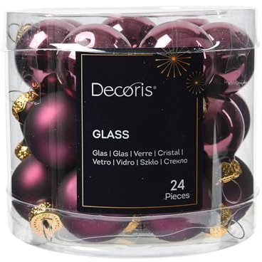 Weihnachtskugeln Glas 2,5cm 24 Stück - matt & glänzend - Mini Christbaumkugeln Weihnachtsbaumkugeln für Weihnachten - Christbaumschmuck & Weihnachtsbaumschmuck - Dunkel Mauve