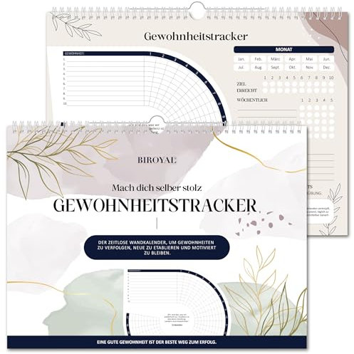 BIROYAL Habit Tracker, 12 Monate undatiert Gewohnheitstracker als Wandkalender, tägliches, wöchentliches und monatliches Gewohnheitstracker Kalender mit inspirierenden Zitaten & Tipps