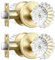 Leydebong 2 Pack Crystal Door Knobs Interior Passage Door Knobs No Lock Crystal Door Knobs for Hall/Closet, Satin Brass Vintage Door Knob with Victorian Plate Rosettes