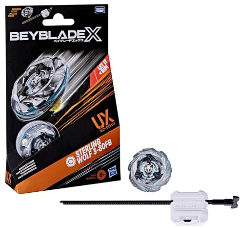 Beyblade X Sterling Wolf 3-80FB UX Starter Pack Set mit Ausdauer Typ Top und Launcher, authentische Takara Tomy Battle Tops Spiele, Spielzeug für Jungen und Mädchen ab 8 Jahren