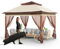 VEVOR Gazebo da Giardino 334x334 cm Gazebo con Zanzariera Rete a Maglia Capienza circa 8-10 Persone, Gazebo Pop-up per Cortile Giardino Portatile Struttura in Metallo Tela Oxford Rivestita in PU 250D