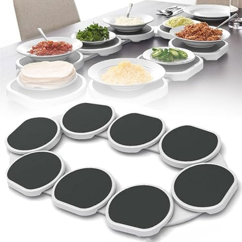 GHRERTX Lazy Susan Revolution,360° Rotating Table Food Serving Turntable with 8 Heat-Resistant Trays,Dining Table Rotating Tray,for Rectangular & Oblong Tables,Parties & Gatherings