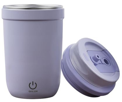 MiOYOOW - Taza de café automezclante, 400 ml, taza de mezcla eléctrica, taza de viaje magnética de acero inoxidable, con tapa, para casa, viajes y oficina