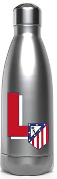 CyP Brands Atlético de Madrid - Botella Agua de Acero Inoxidable, Cierre Hermético, con Diseño Letra L en Rojo, 550 ml, Color Metalizado, Producto Oficial