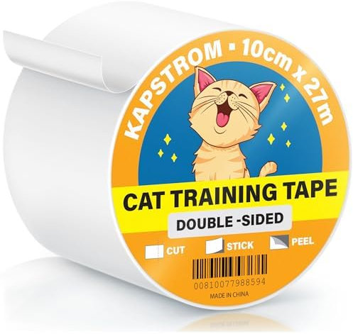 Kapstrom Cat Training Tape - 10cm / 4 Wide, 27.4m / 30yd Long - Cat Scratch Deterrent for Furniture - Double-Sided Scratch Protector Tape Roll