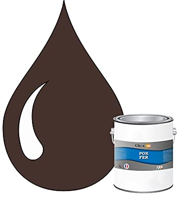 POK Peinture Fer Antirouille – Métal Extérieur Intérieur, Satinée, Protection Rouille - 1L - RAL 8017 Brun chocolat