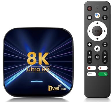 Vjsujehgy Decodificador Inteligente para Android TV 8K TV98 Allwinner H618 con WiFi Dual 2.4G y 5G HDR10, Reproductor Multimedia 2+16G, BT5.0, Enchufe de la UE.