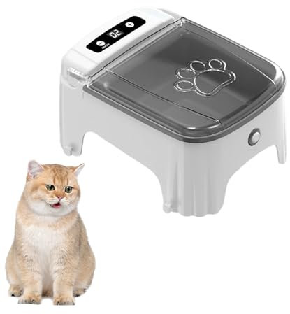 Automatic Cat Dog Feeder Food Dispenser - Auto Pet Feeder with Timer, Timed Cat Bowl Cat Mate Feeding Station Pet Supplies Suitable for Wet and Dry Food (Grey)