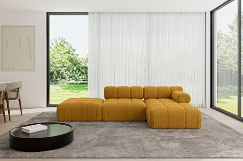 ALTDECOR Modulares Sofa Ecksofa in L-Form Corner modular Sofa Eckcouch Couch Wohnlandschaft Cauchsofa Polstersofa Lizur-L1-285x160x70 cm Senfgelb