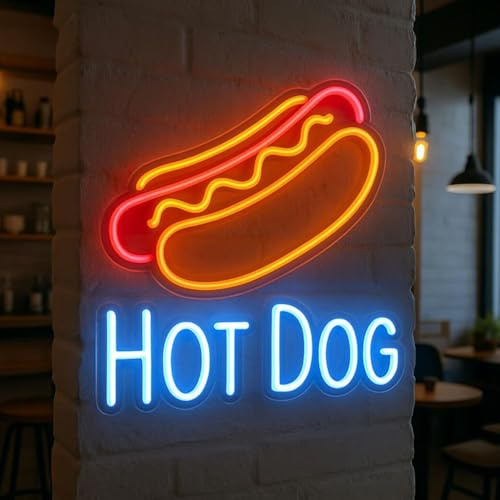 Hot Dog Neon Schild. Fast Food LED Neon. Street Food LED Lichter. | Hot Dog Leuchtschild Wanddekoration.