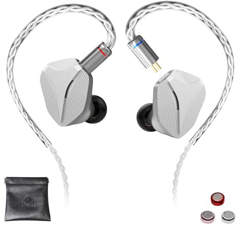 Hidizs MP145 In Ear Monitor, HiFi IEM Earphones Wired, 14.3 mm Ultra-Large Planar Magnetic Driver, Aviation Aluminum Alloy Shell, for Musician, Silver, 4.4 mm