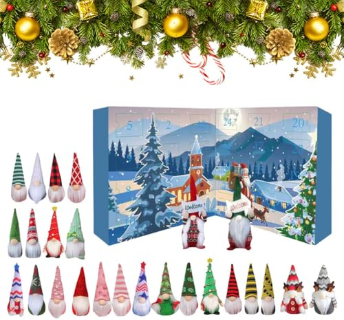 Weihnachtswichtel Adventskalender 2025 – 24 Tage Countdown mit niedlichen Wichtelfiguren, wiederverwendbarer Xmas-Kalender for Kinder & Erwachsene, Geschenk- und Wohnraumdeko for Büro und Zuhause