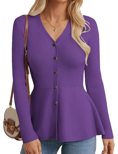 GRACE KARIN Cardigan pour femme - Ligne A - Manches longues - Cardigan - Automne - Loisirs - Boléro - Veste élégante