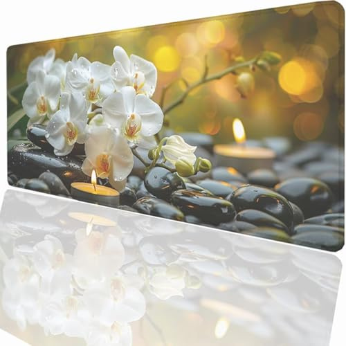 Blumen Mauspad XXL 1000x500x3mm, Groß Gaming Mauspad Design Vernähte Kanten, Wetterfest Anti Rutsch Mousepad PC Laptop verbessert Präzision und Geschwindigkeit für Home Office PjY3937 X-3