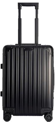 CREATE Luggage Aluminium/Hartschalenkoffer aus Aluminium/doppelter TSA-Verschluss, multidirektionale Räder, Innen-Organizer, wasserdicht, Teleskopgriff, Schwarz , Kabine S, Modern und anspruchsvoll