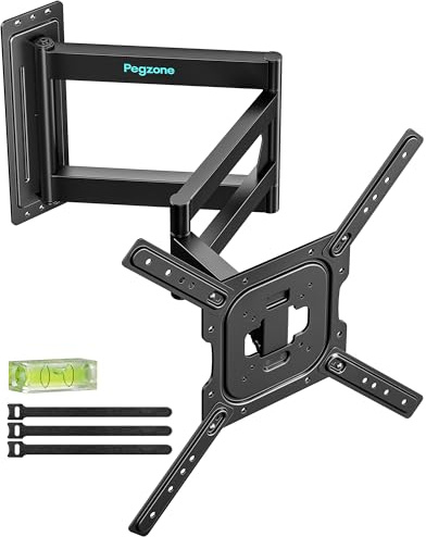 PEGZONE TV Wandhalterung Langarm 60-960mm 23-75 bis 50kg, VESA max.400x400 | Wandhalterung Fernseher für LCD, LED & OLED, schwenk- und neigbarer extra langer Arm, inkl. praktischer Kabelbinder