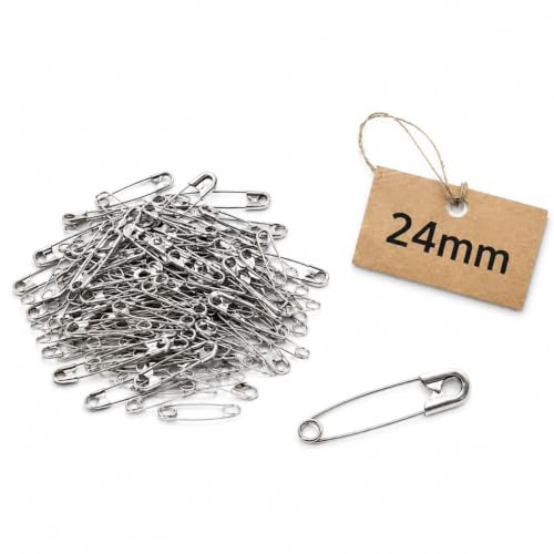 Spille da Balia in Blister - 100PZ Dimensioni 24mm, Spilli da Balia per Ufficio, Abiti e Fai da Te (100PZ 24MM)