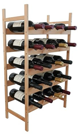 Relaxdays Weinregal, liegende Flaschenlagerung, Bambus, Größenwahl, Weinhalter für Rot- & Weißwein, Flaschenregal, Natur