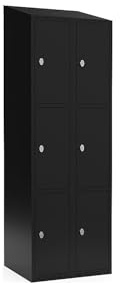 kaiserkraft | 3er-Schließfachschrank Fydor | 2 Abteile | Schwarz | B 600 mm | schräge Dachform | Vorhängeschloss