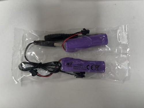Batteria agli ioni di litio 18650, 3,7 V, 1200 mAh, confezione da 2 pezzi, con cavo di ricarica USB