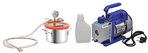 GeenYuu Cámara de vacío de acero inoxidable con 3,7 L de volumen y bomba de una sola etapa de 2,5 CFM, tapa acrílica transparente, para ventilación, vacío, pruebas de presión y trabajos de reparación