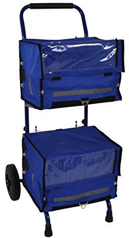 Paperlino Zeitungswagen inkl. 2 Zeitungstaschen - Aufbau ohne Werkzeug - Ideal für Zustellung von Zeitungen, Zeitschriften, Flyer, Prospekten etc. - Zeitungsroller, Prospektwagen - Zustellbedarf