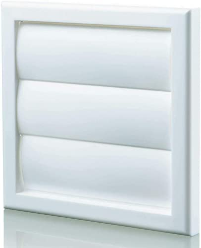White Gravity Grille 125mm - 5 inch External Ducting Air Vent with Round Spigot and Non-Return Shutters