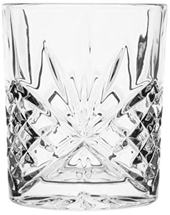 Olympia Old Duke Whiskey Glasses 295ml Glasswasher Safe, Pack of 6 | Retro speakeasy-style tumblers offer a heavy in-hand feel and cut-glass light reflection for commercial bars.