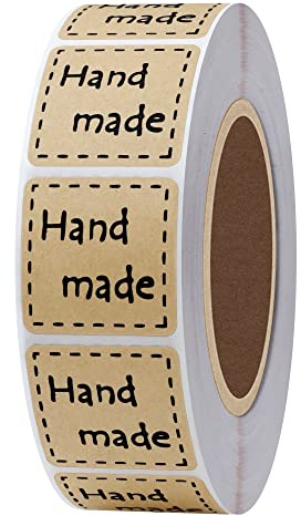 Hylabelest 1 Inch Square Natural Kraft Hand Made Stickers Square Natural Kraft Handmade Labels