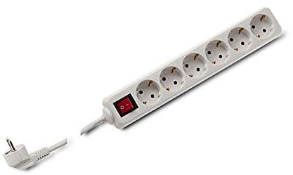 edi-tronic 6-Fach Steckdosenleiste mit beleuchtetem Schalter weiß 3m Mehrfachstecker Steckdosen Leiste