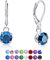 DTPSilver - Damen Klappbügel Ohrringe 925 Sterling Silber mit Kristallen von Swarovski® Elements 6 mm Runde - Farbe : Metallisches Blau
